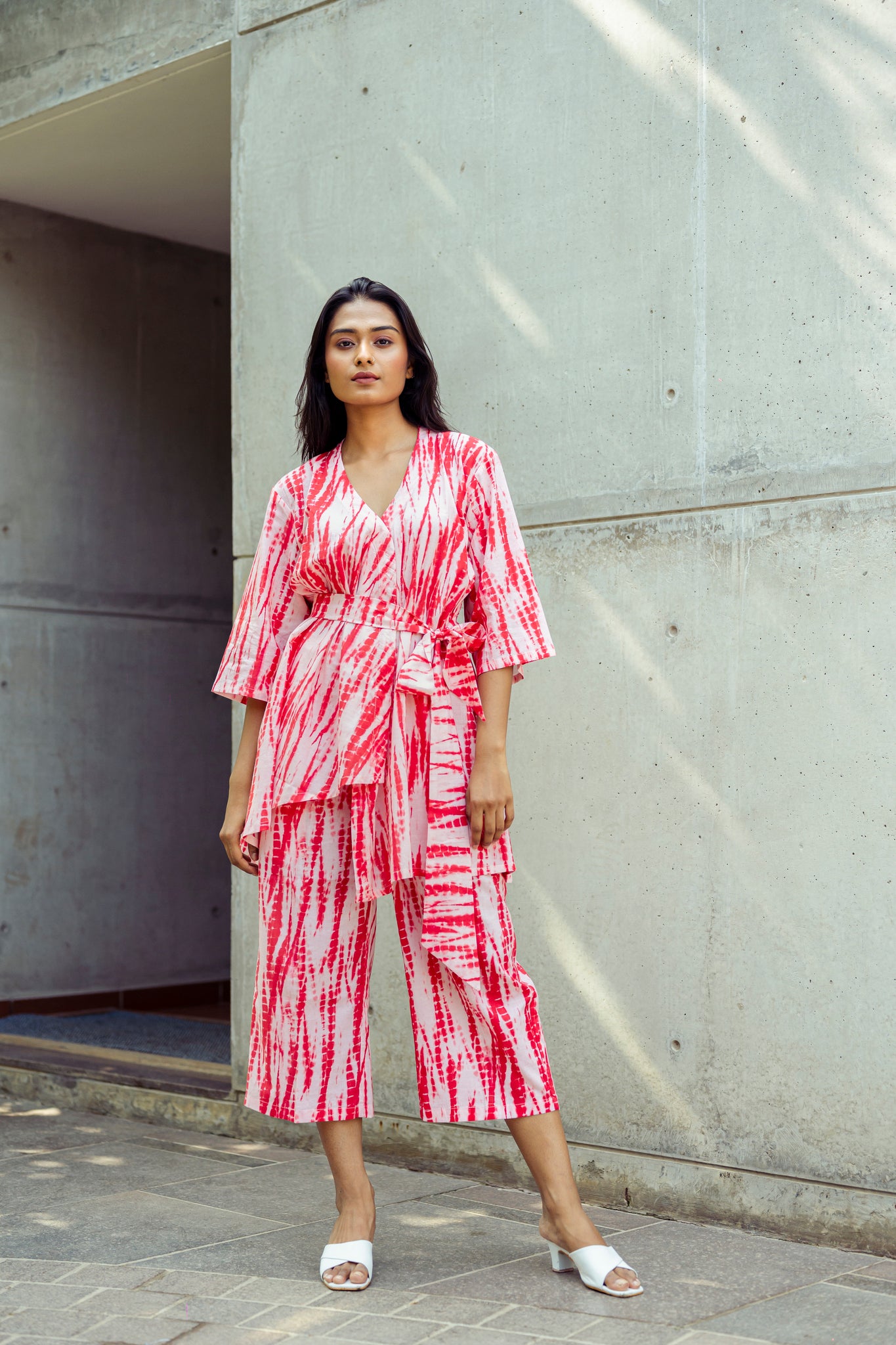 Red Shibori Casual Co-ord Set