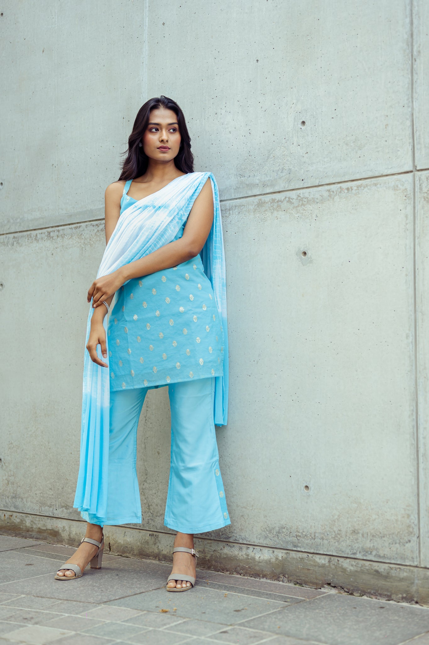 Aqua Blue Tie Dye Suit Set