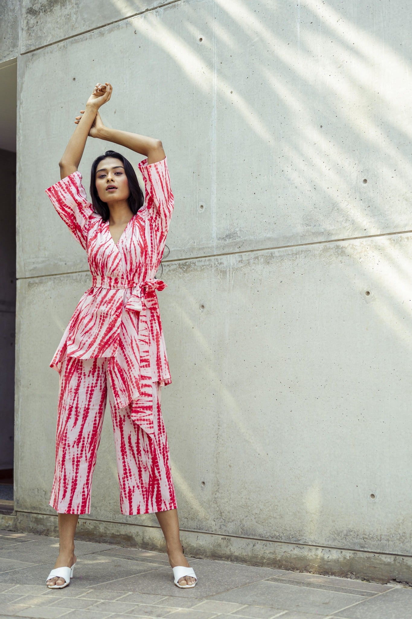 Red Shibori Casual Co-ord Set