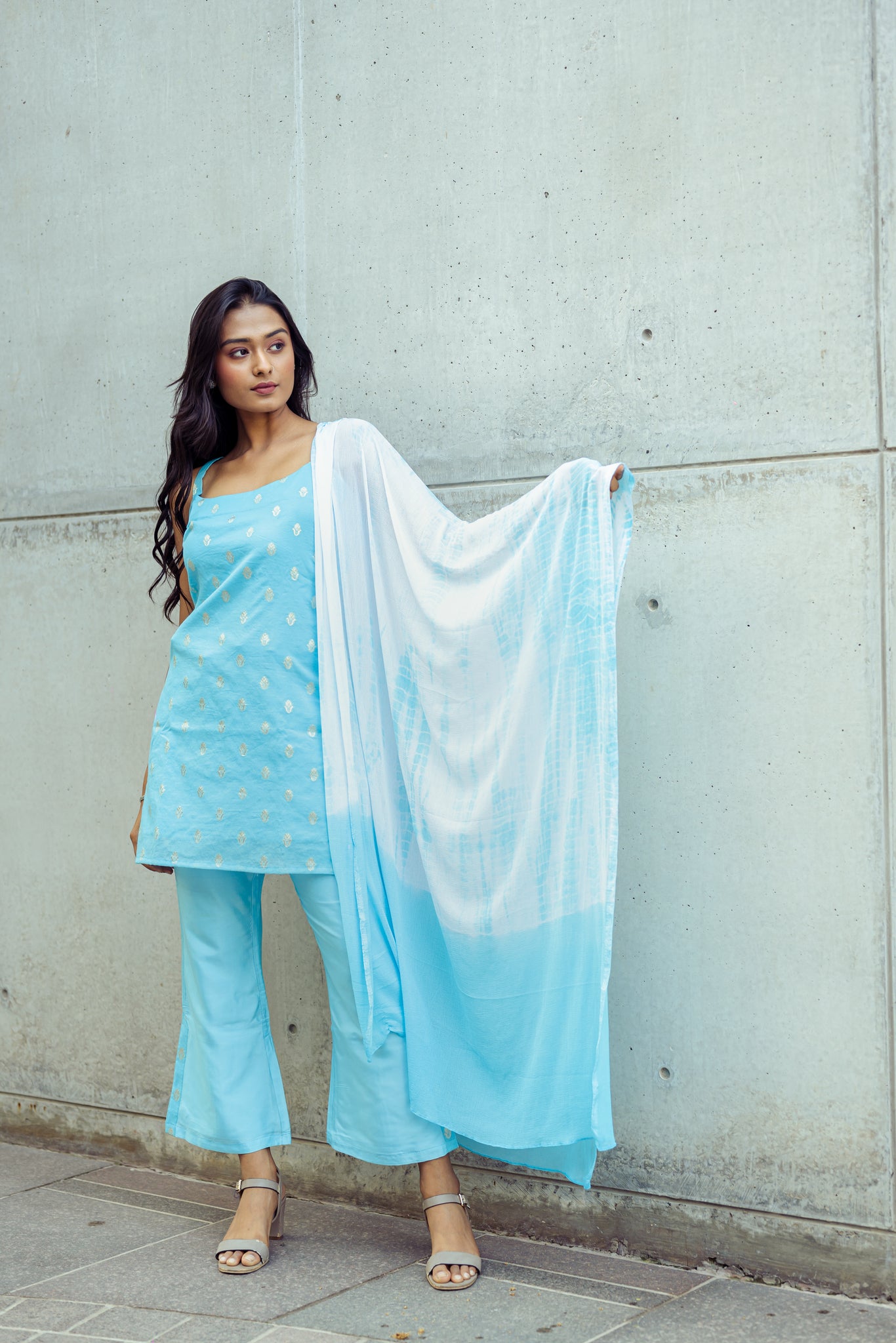 Aqua Blue Tie Dye Suit Set